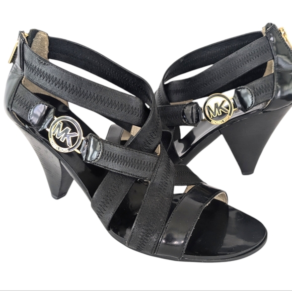 Michael Michael Kors Women's Size 9.5 Robertson Strappy Cross Strap Cone Heels - Picture 1 of 16